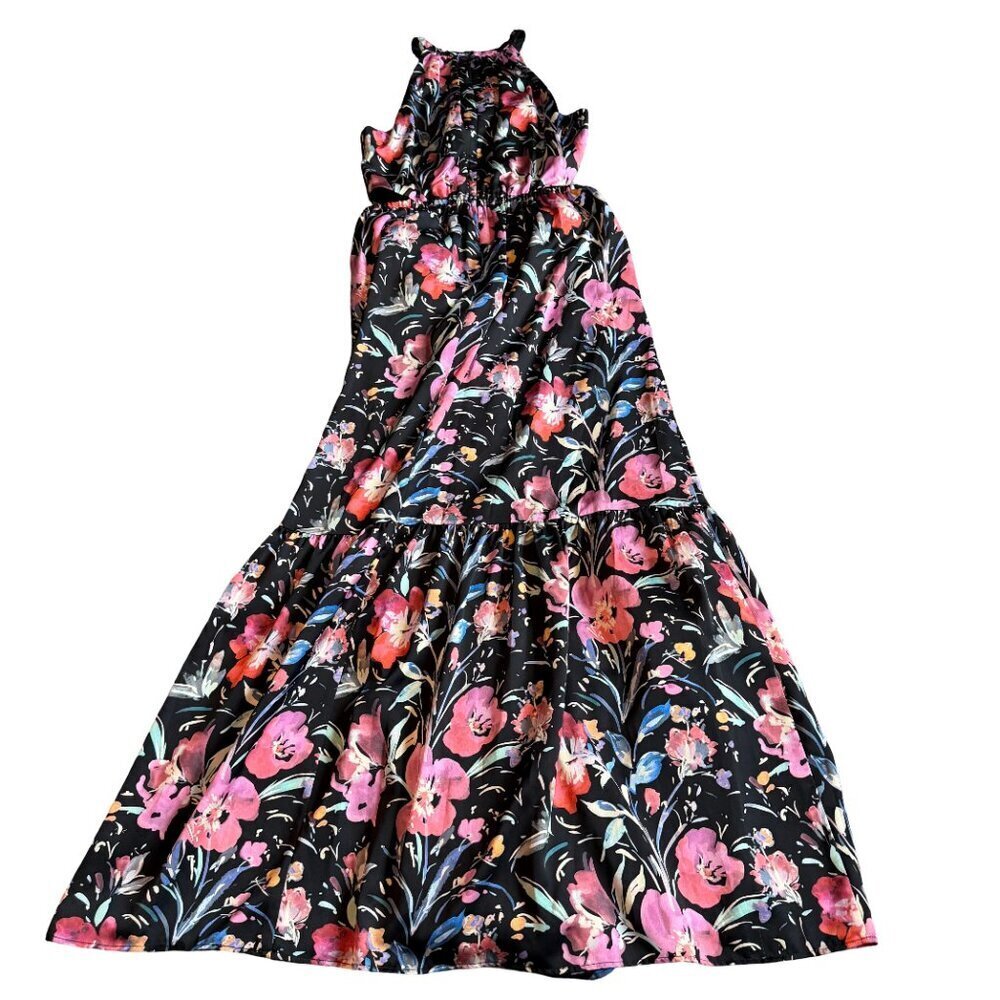 Aidan by Aidan Mattox Floral Cutout Maxi Dress Sleeveless High Neck Size 6 Women - Picture 7 of 13